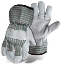 SPLIT COWHIDE LEATHER PALM WITH RED FLANNEL SAFETY CUFF