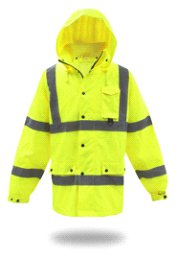 WATERPROOF HIGH-VIS POLY RAIN JACKET LINED