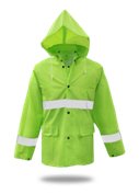 LINED PVC RAIN JACKET .35MM, HIGH-VIS FLUORESCENT GREEN