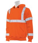 FLEECE HOODED PULLOVER SWEATSHIRT HI VIZ ORANGE