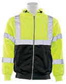 FLEECE HOODED ZIP FRONT SWEATSHIRT HI VIZ LIME & BLACK