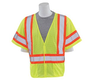 MEST VEST WITH CONTRASTING TRIM HI VIZ LIME