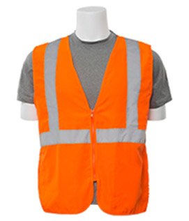 WOVEN OXFORD VEST -ZIPPER  HI VIZ ORANGE