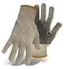 String Knit Gloves with Black PVC Dotted Palm Color Coded Hem-1JP9521
