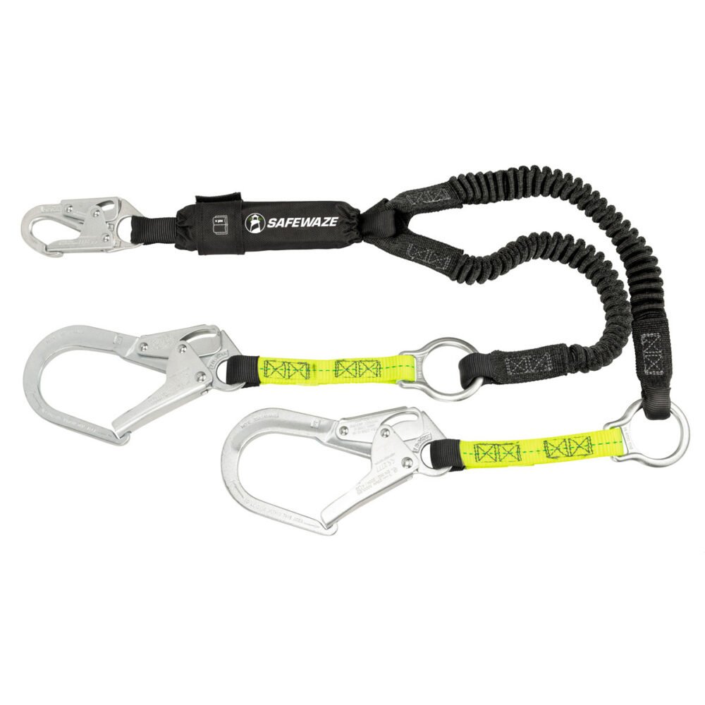 PRO 6' Stretch Energy Absorbing Lanyard: Rebar Hooks, Rescue Rings #FS578 - Image 2